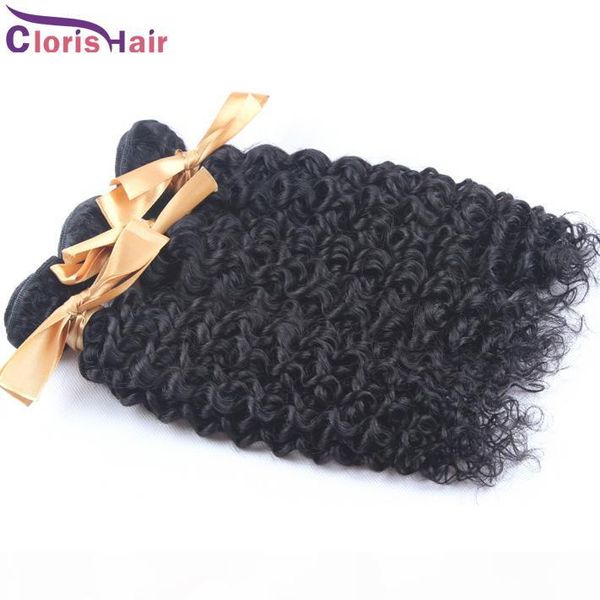 

kinky curly brazilian human hair weave bundle deals tissage bresilienne jerry curl sew in remi hair extensions 3pcs, Black