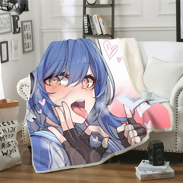 

cloocl anime ahegao endless expression 3d print casual style conditioning blanket sofa teens bedding throw blankets plush quilt