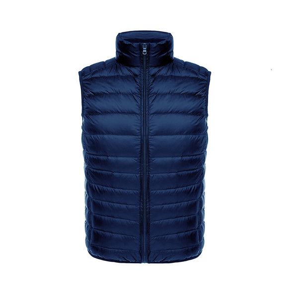 

2021 new men sleeveless jacket winter ultralight white duck down male slim vest men's clothes windproof warm waistcoat 5lxp, Black