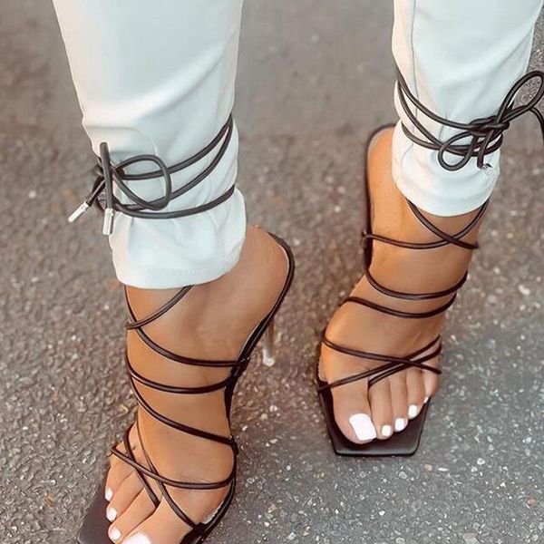 

fashion women thin high heels shoes summer shandals ankle strap clip female party wedding dress shoes woman new 2021, Black