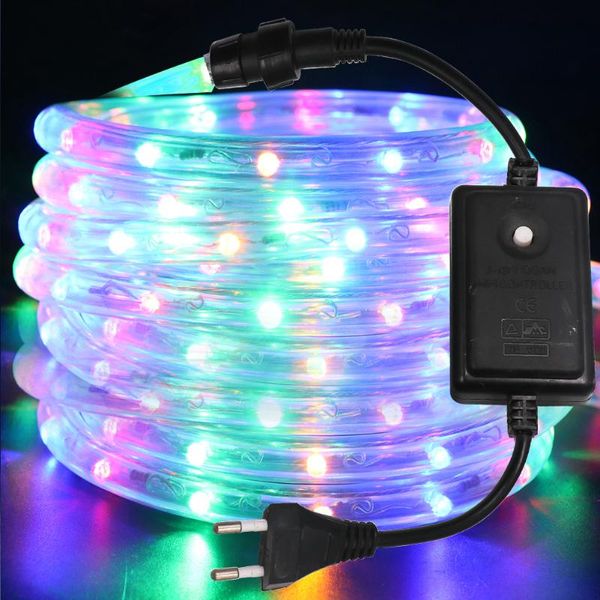 

led rgb neon light strip 360 round flexible neon tube rainbow 220v 8 mode outdoor waterproof led strip for outdoor decoration