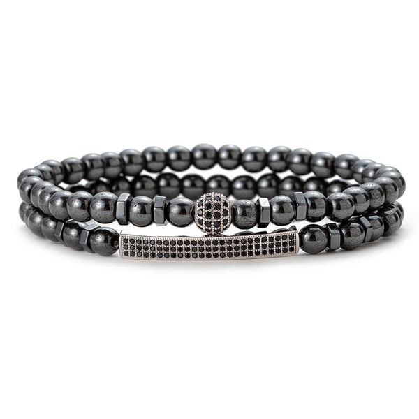 

new fashion long tube ball hematite stone bead bracelet charm bracelet health care magnet beads for men jewelry gift, Black