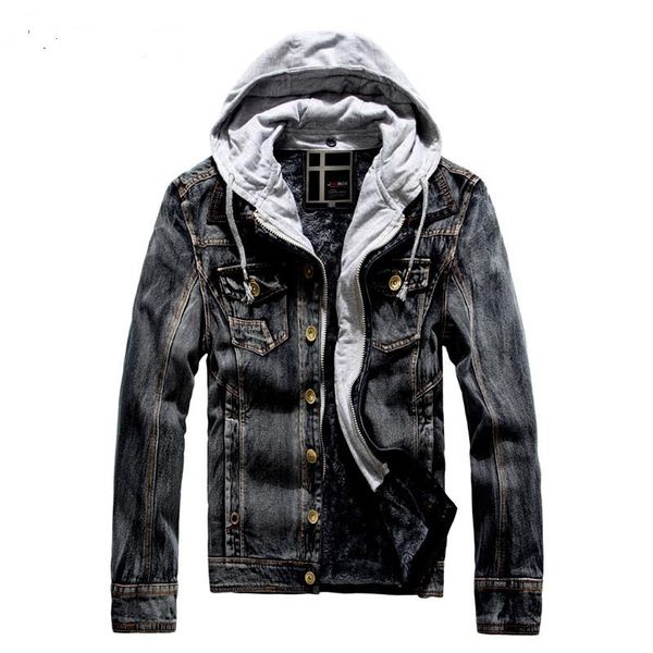 

mens autumn overcoat denim quality brand jackets jeans 2021 slim fit hoodies jackets clothing clothes spring good coats warm igoti, Black