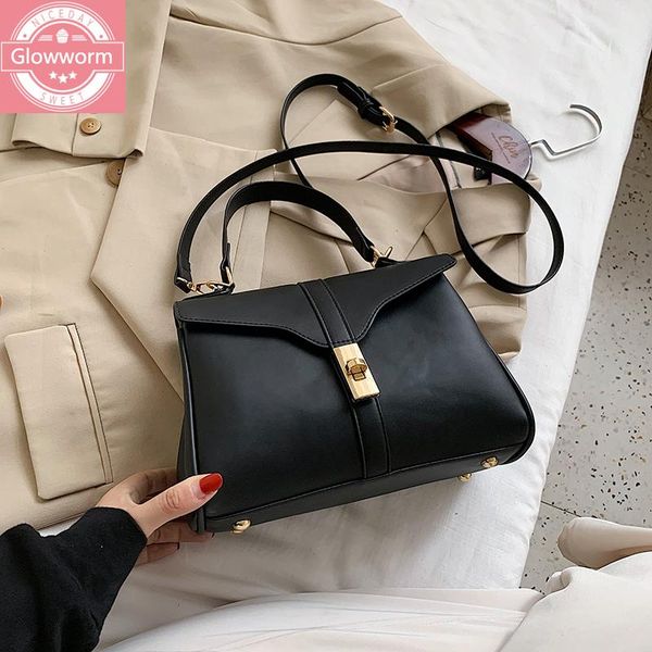 

shoulder bags 2021 autumn and winter female bag fashion solid color retro pu messenger luxury designer handbag