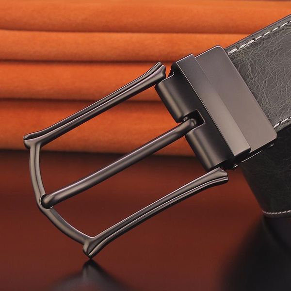 

belts gray pin buckle genuine leather fashion designers men casual luxury strap cowskin young ceinture homme, Black;brown