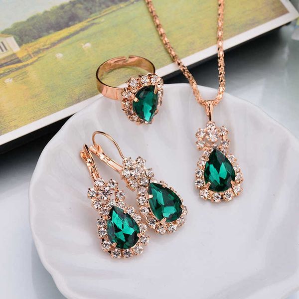 

jewelry sets luxury designer bracelet water drop white blue red purple black rhinestones for women pendant/necklace/earrings/rings