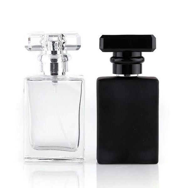 

30ml portable travel transparent glass bottle empty bottles refillable perfume atomizer spray bottle black clear