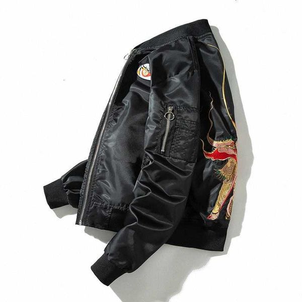 

men's spring women autumn coat street monkey king embroidery jacket casual outwear hip hop bomber jackets d92u#, Black;brown