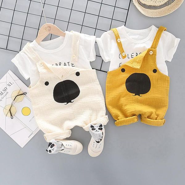 

clothing sets summer kids baby boys girls letters print bear shorts outfits set girl clothes, White
