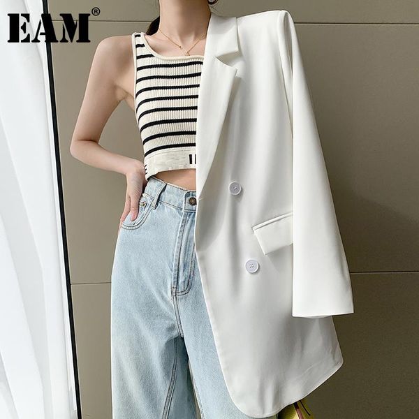 

women's suits & blazers [eam] women white casual big size blazer lapel long sleeve loose fit jacket fashion tide spring autumn 2021 1de, White;black