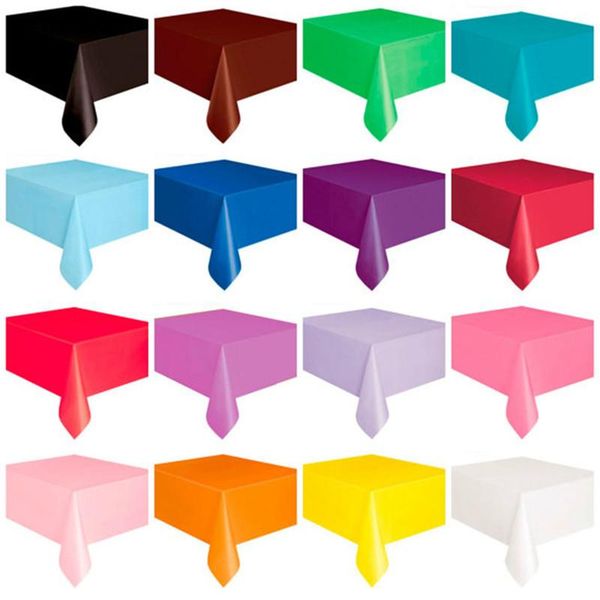 

table cloth colorful 137x274cm disposable tablecloth rectangle party plastic waterproof cover for home wedding birthday supplies