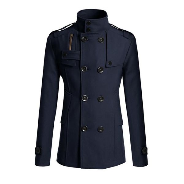 

men's wool & blends nice zhongshan mao coat long suit duffel, Black