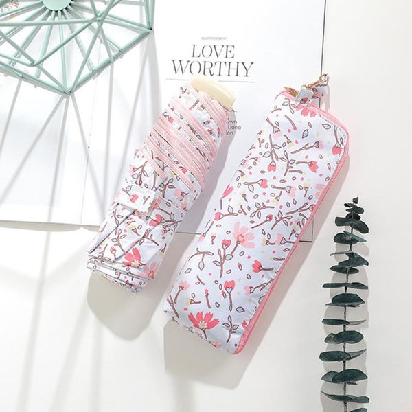 

umbrellas portable travel pocket umbrella sunny&rainy mini fold rain women anti uv parasol paraguas sun protect mujer