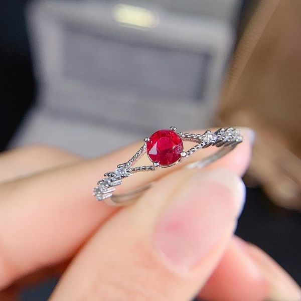 

cluster rings shilovem natural burning pigeon blood ruby gemstone for women real 925 sterling silver gift 5mm jcj05056661agh, Golden;silver