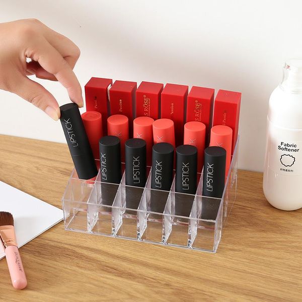 

storage boxes & bins 24 grid transparent lipstick box makeup organizer holder nail polish display rack for cosmetic