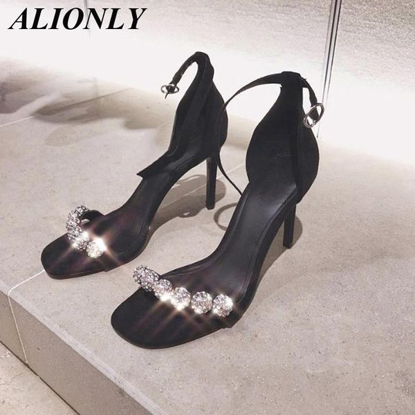 

sandals alionly black for women 2021 summer open-toe high-heeled sandal casual outdoor solid color plus size shoes