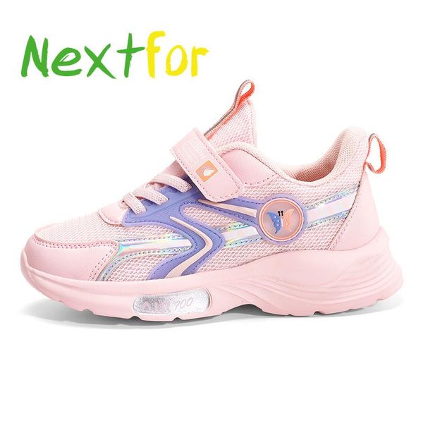 

original kids girls running shoes pink beige kids designer shoe hook & loop girls mesh sneakers soft comfortable shoes, Black
