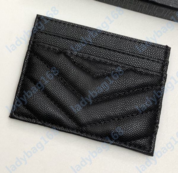 

2021 new fashion card holders caviar woman mini wallet designer pure color genuine leather pebble texture luxury black wallets with box, Brown;gray