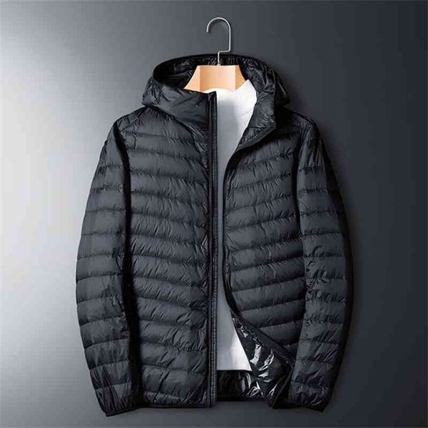 

90% white duck down new fashion hooded jacket coat light and warm men stand collar male casual parka man outerwear, Black