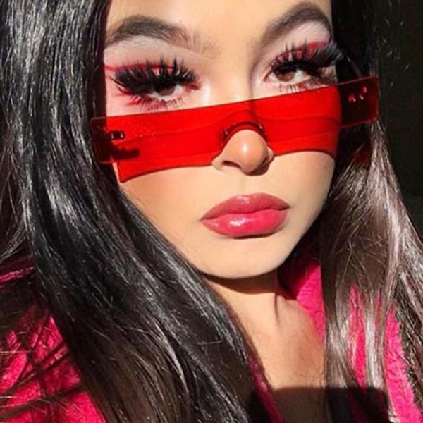 

sunglasses rectangle women 2021 fashion designer red pink clear small lens personality sun glasses shades uv400, White;black