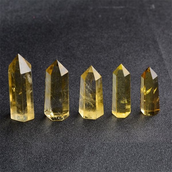 Venda imperdível! Natural Citrino Quartz Cristal Wand Point Reiki Cura Pedras Naturais e Minerais Como Presente Frete Grátis 596 S2