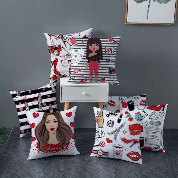 

cushion/decorative pillow 45*45cm rose pink cushion cover pillowcase decorative polyester stylish sofa car throw home decor for girls