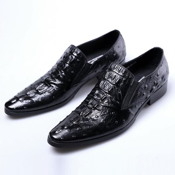

dress shoes men's leather crocodile pattern business formal zapatos de hombre wedding chaussure homme, Black