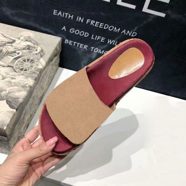 

summer women luxurys designers slides sandals genuine leather with canvas ladies flat slides flip flops popular style with box 35-42, Black