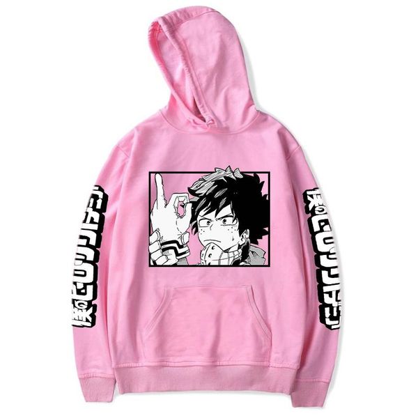 

men's hoodies & sweatshirts 2021 anime my hero academia harajuku hooded cosplay costume casual hoodie couples dress mens lounge wear, Black