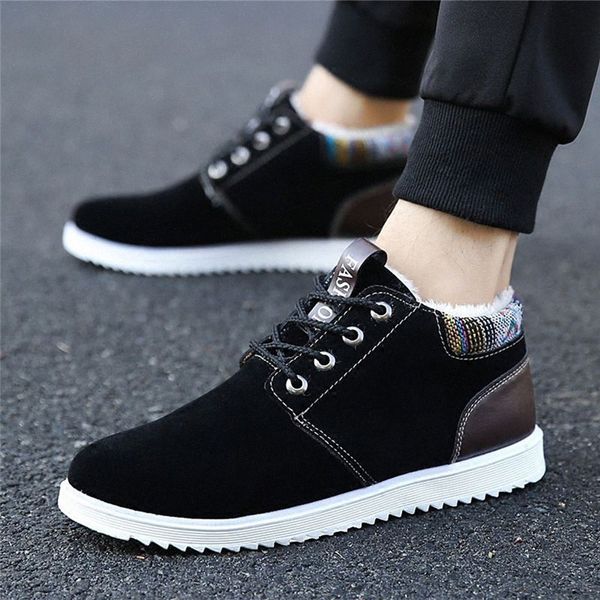 

2019 winter snow boots men warm casual genuine leather shoes men comfortable flat lace up shoes male hiking boots big size v19 r8wq#, Black