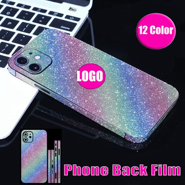Protezione posteriore del telefono smerigliato Bling per iPhone 12 12mini Pro Max Glitter Sticker Film include il pacchetto completo della cornice laterale