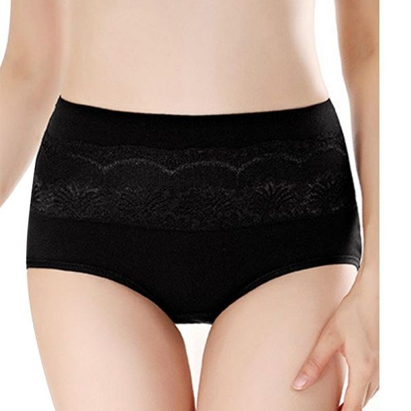 

cotton high waist women abdominal briefs ladies bottom lace breathable panties sale, Black;pink