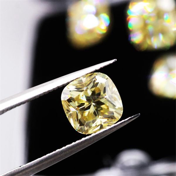 

loose diamonds tianyu gems fancy yellow moissanite 6x6mm cushion brilliant cut gemstones handmade stones for rings jewelry make, Black