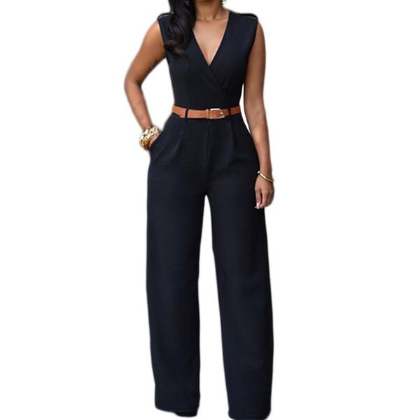 

women's jumpsuits & rompers women v neck sleeveless wide leg high waist fashion clothing rk, Black;white