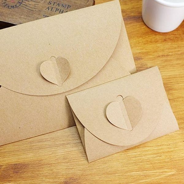 

greeting cards 20pcs mini gift card envelopes kraft paper with heart clasp for thank you notes christmas valentine's day