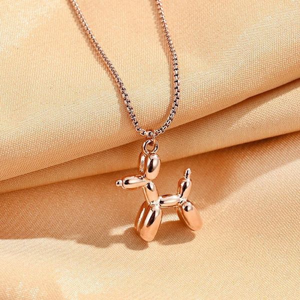 

chokers childlike balloon puppy design necklaces for women korean fashion cute animal three-dimensional girl clavicle chain jewelry, Golden;silver