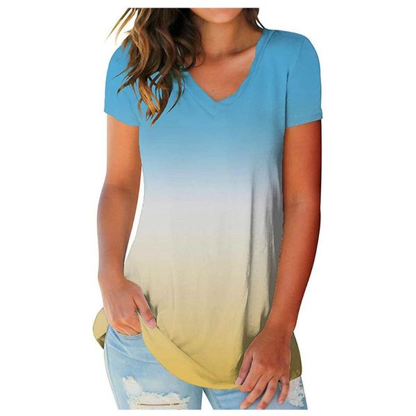 

yoga outfits women casual tie-dye blouse shirt summer leopard patchwork v neck short sleeve shirts female camisetas verano mujer, White;red