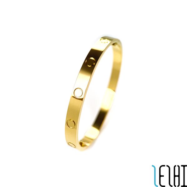 

fashion forever love couple wedding bangle charm titanium steel plating 18k gold screw bangles stylish engagement sister personalised bridal, Black