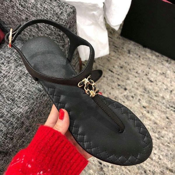 

sandals metal chain women black summer style fashion leisure all-match beach flat flip flops gladiator us size 4-9