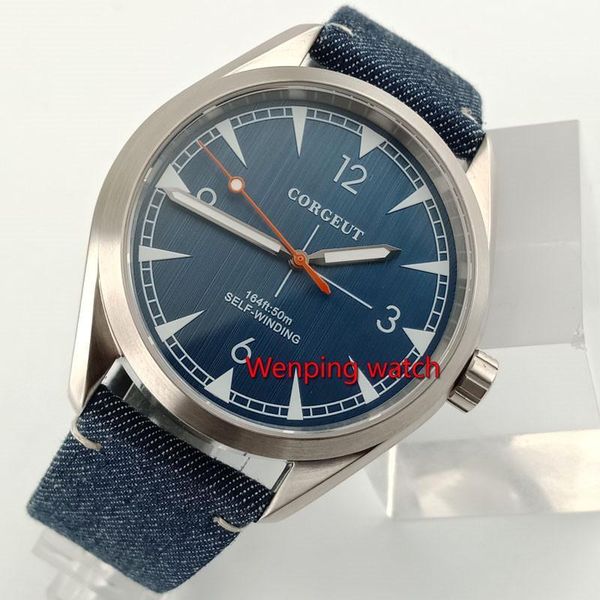 

wristwatches watches 41mm brushed men's watch sapphire glass 5atm automatic movment w2817, Slivery;brown