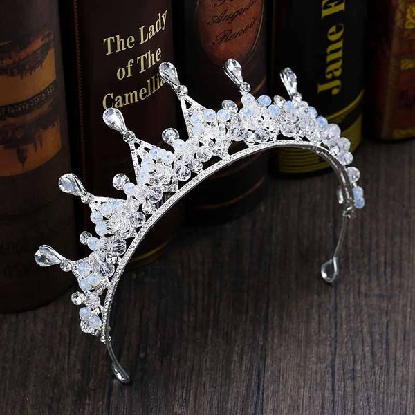 

hair clips & barrettes luxury wedding simulated pearl rhinestone big crown accessories baroque bridal headdress bn, Golden;silver