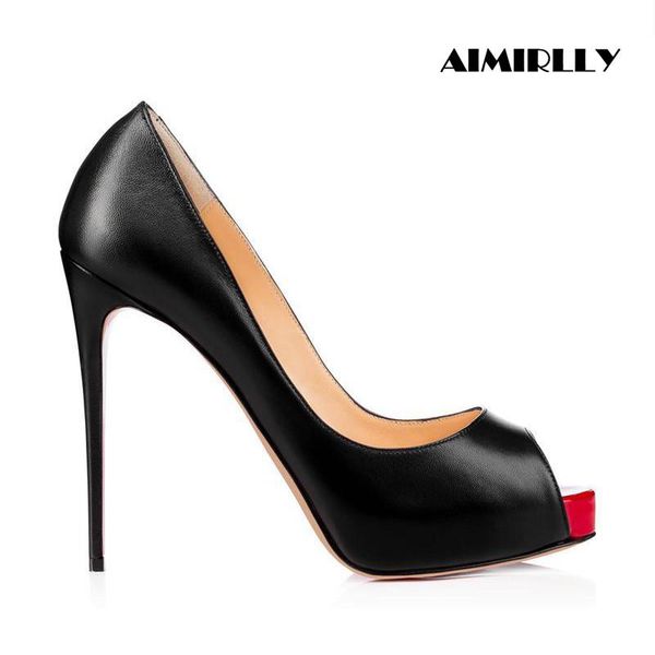 

dress shoes women's peep toe high heels platform pumps red stilettos ladies clubwear party footwear black slip on aimirlly