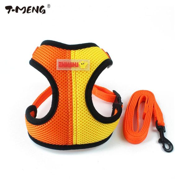 

dog collars & leashes t-meng 2021 pet products puppy small harness leash cat vest double mesh color dogs k9 supplies
