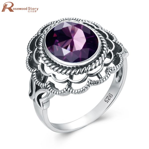 

natural amethyst ring 925 silver gemstone authentic color clean, Black