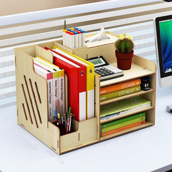 

multifunctional wooden deskoffice organizer storage box pen pencil box jewelry makeup holder stationery office storage rack