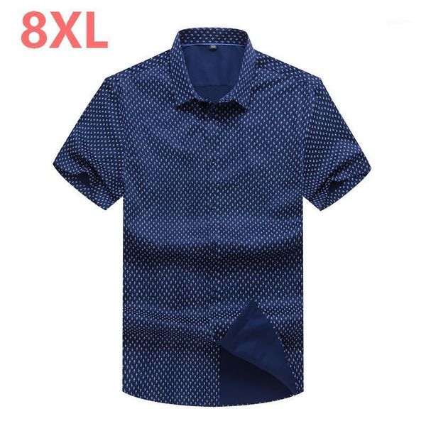 

plus 8xl 6xl 5xl cotton men casual shirt short sleeve 2021 summer fashion printed shirts male dress brand clothing men's, White;black