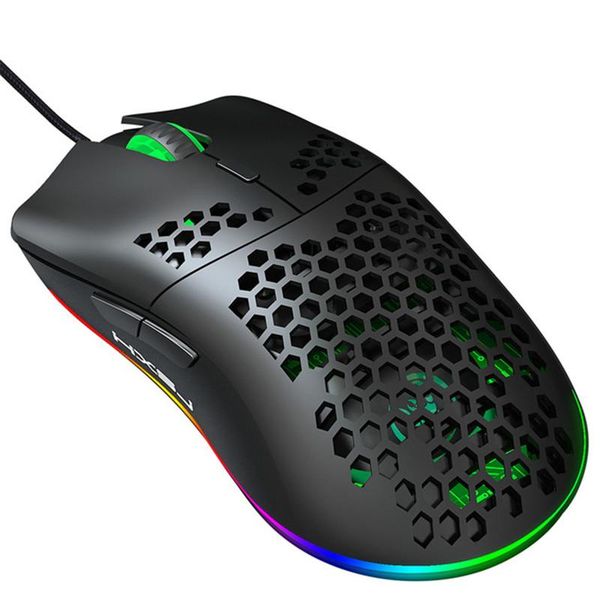 

j900 usb wired gaming mouse rgb with six adjustable dpi ergonomic design for desklaphoneycomb hollow