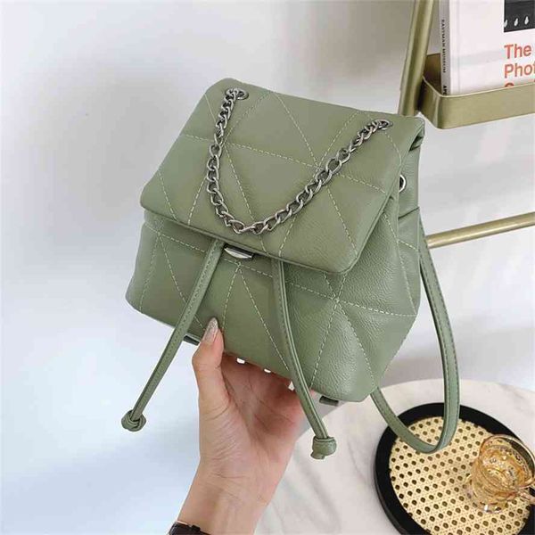 

new 2021 korean embroidery pu mini backpack chain portable fashion women's bag
