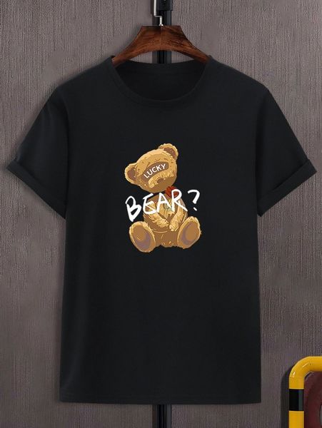 

men bear and letter graphic tee 75eh#, White;black