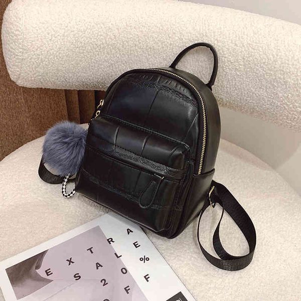 

spring classic stone grain women's leather backpack pure color simple leisure pu